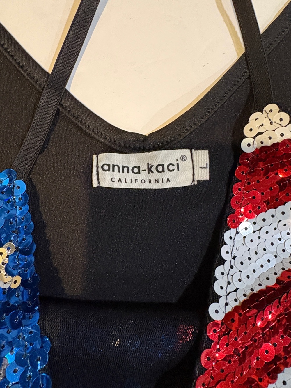 Sequin American Flag Camisole Top - Red, White & Blue - Picture 3 of 7